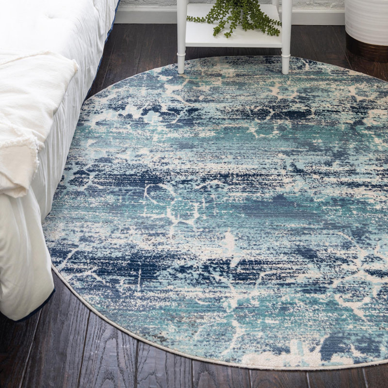 Bungalow Rose Abstract Blue Area Rug Wayfair